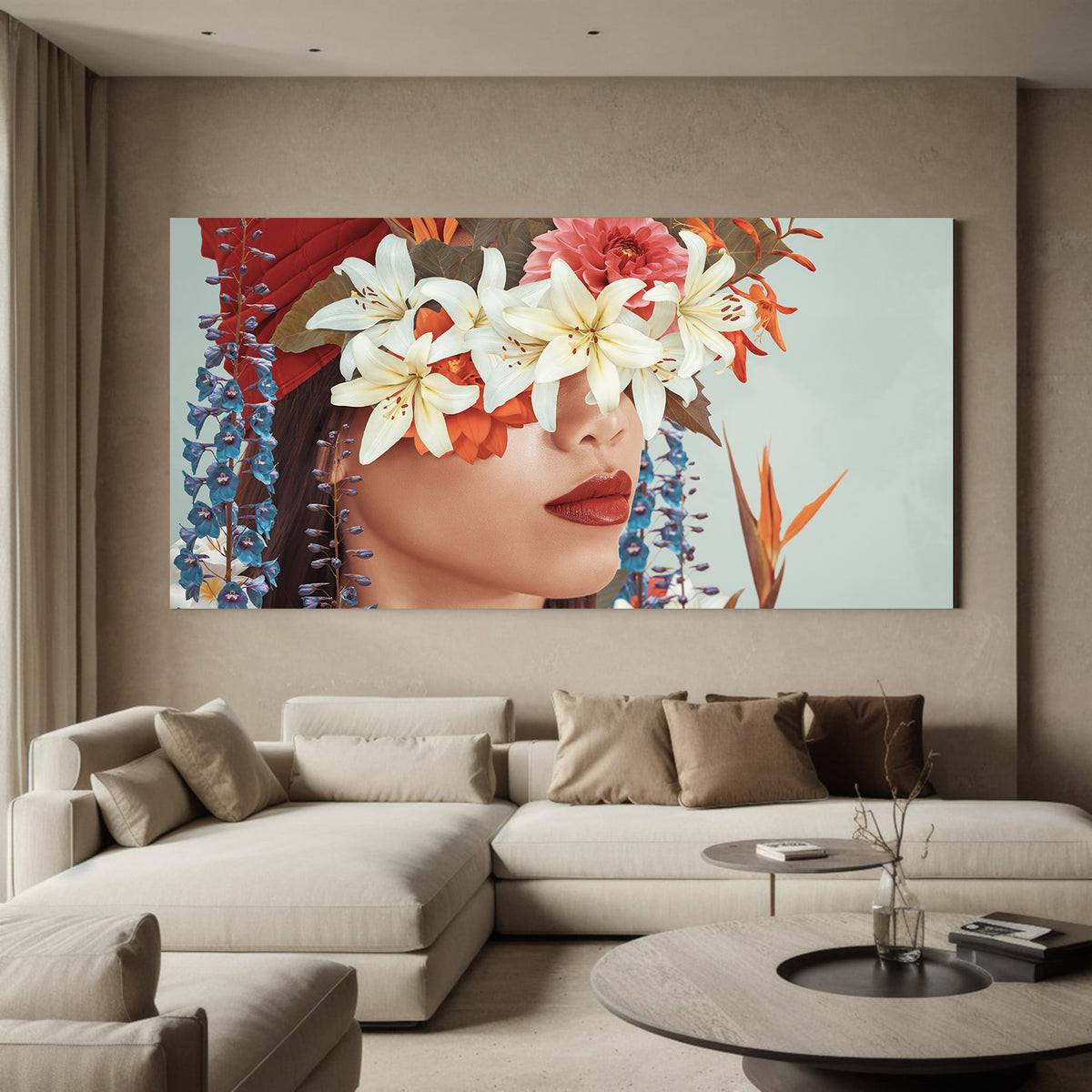 Canvas Painting - Portrait with Flowers