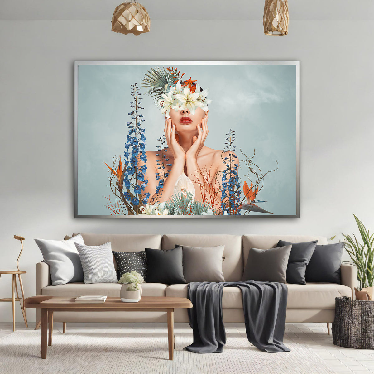 Canvas Painting - Portrait with Flowers