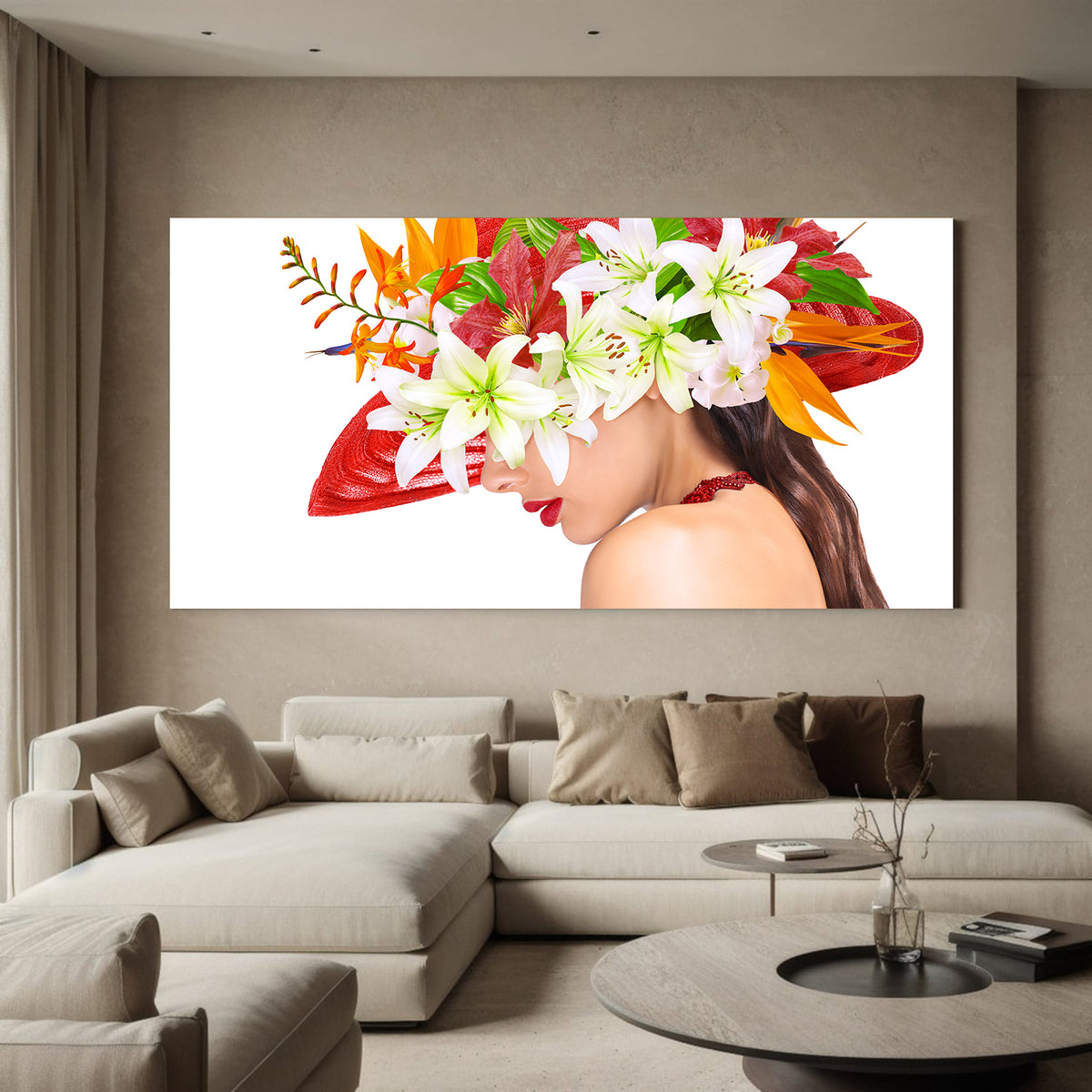 Canvas Painting - Woman with Hat Portrait