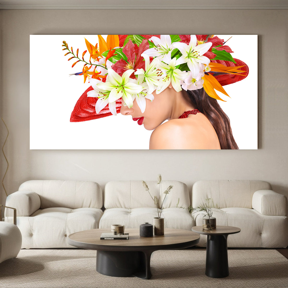 Canvas Painting - Woman with Hat Portrait