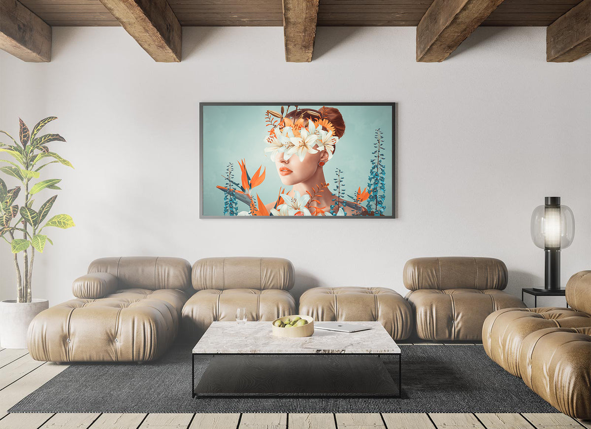 Canvas Painting - Portrait with Flowers