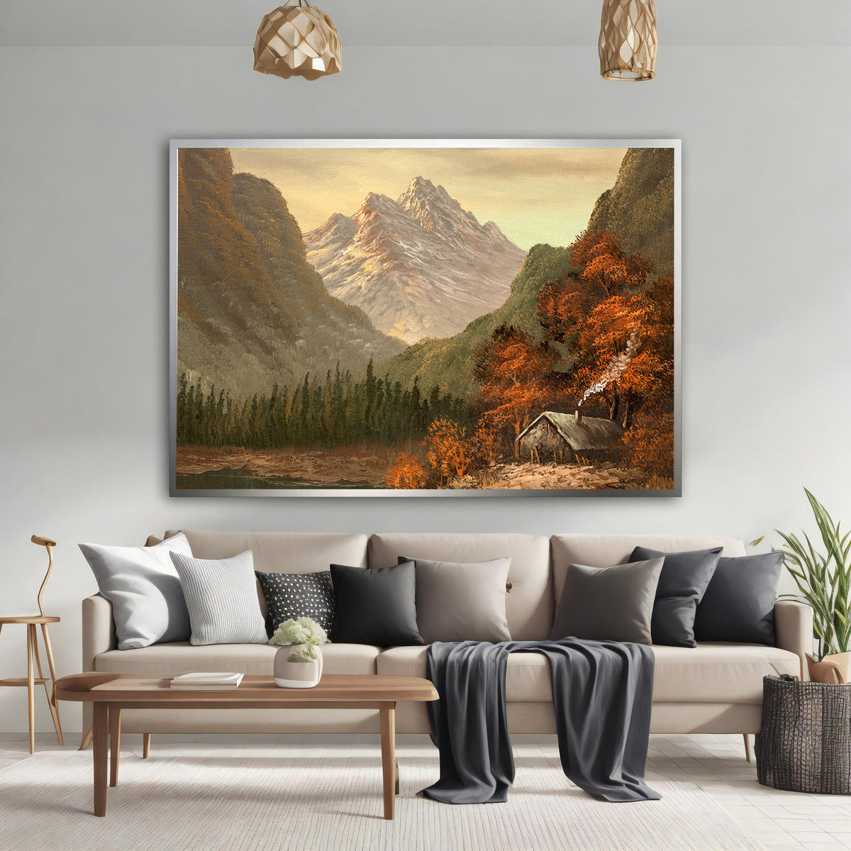 Canvas Painting - Landscape with Mountains