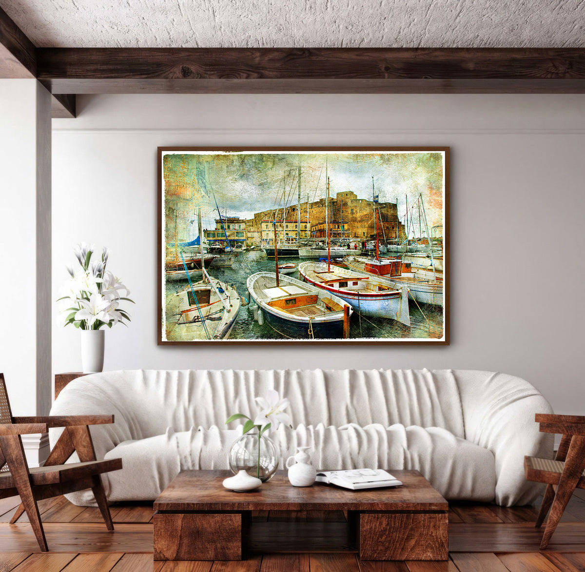 Canvas Painting - Boats in the Harbor