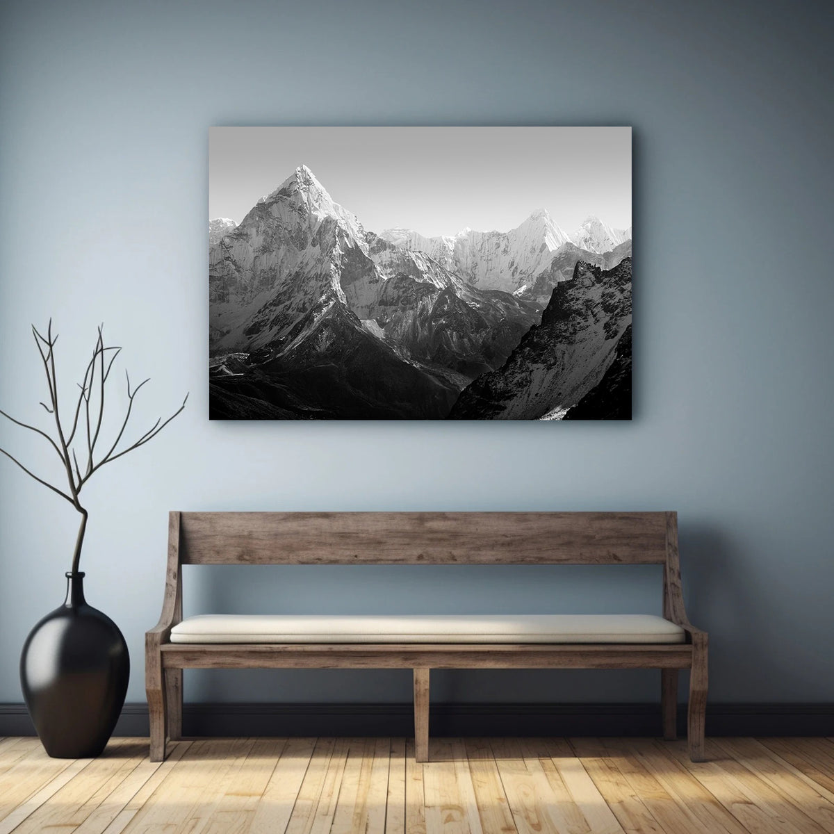 Canvas Painting - Black and White Mountain