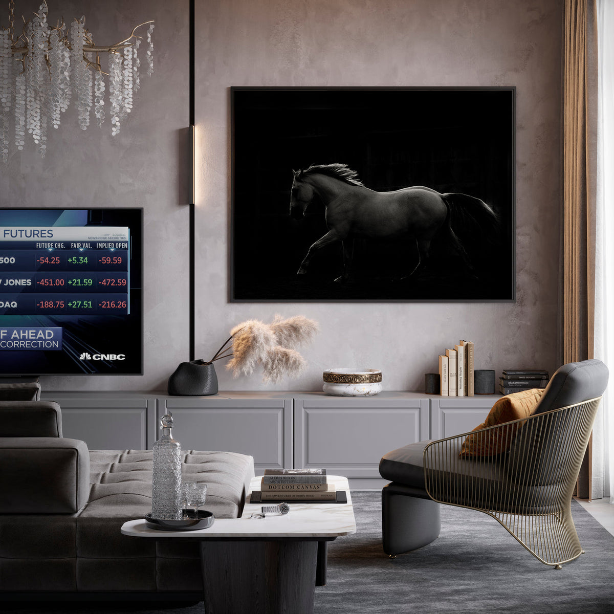 Canvas Painting - Black and White Stallion