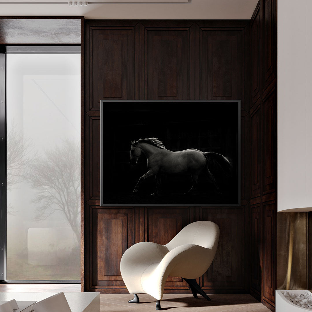 Canvas Painting - Black and White Stallion
