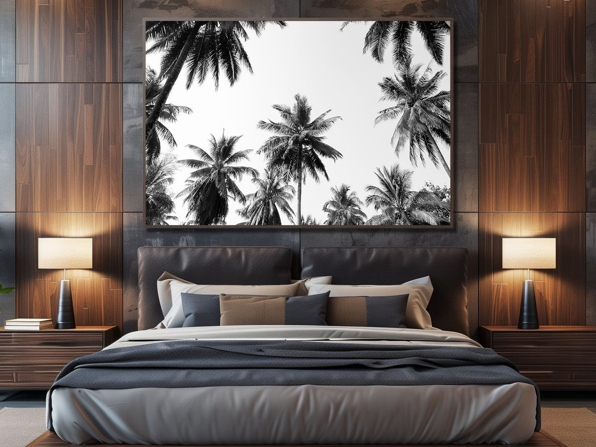Canvas Painting - Palm Trees Black and White