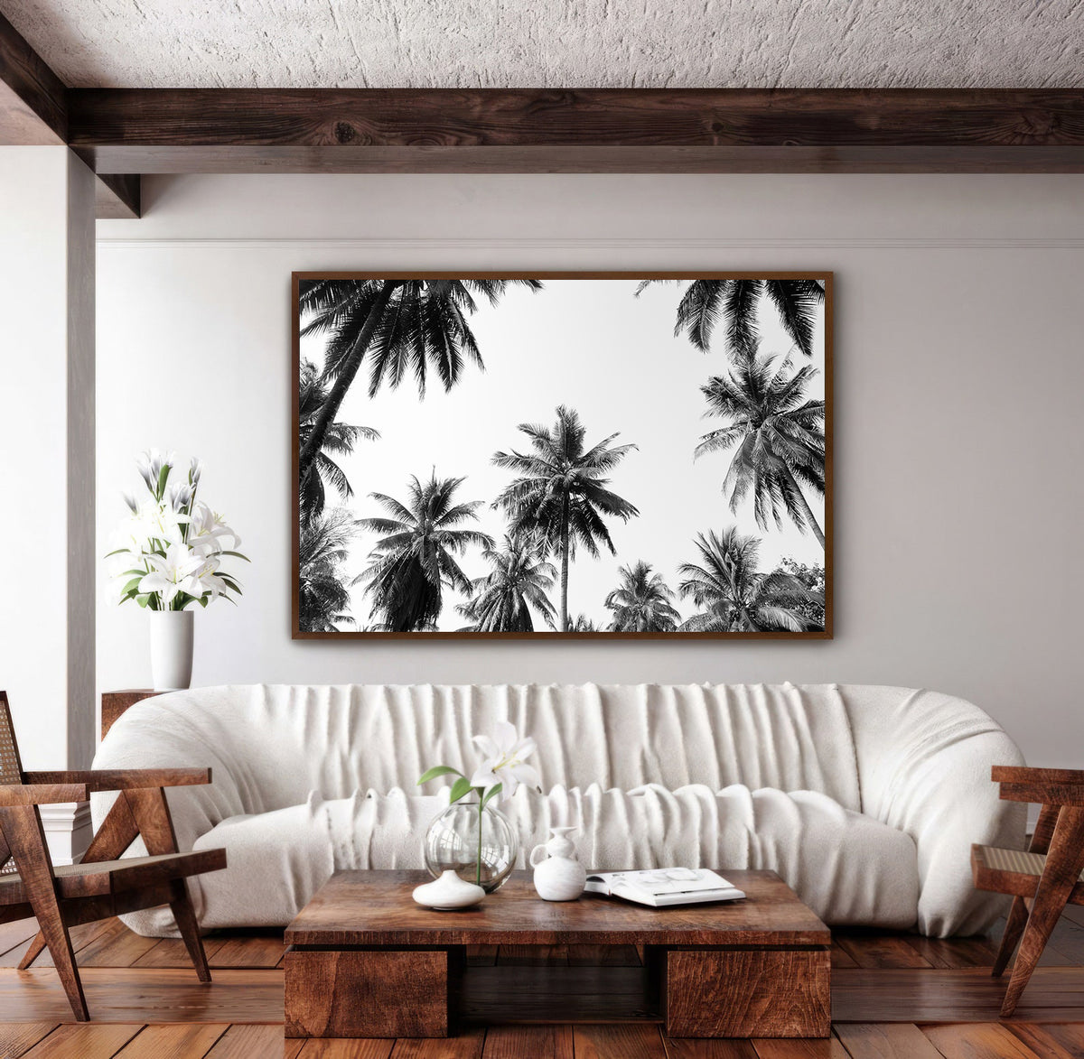 Canvas Painting - Palm Trees Black and White