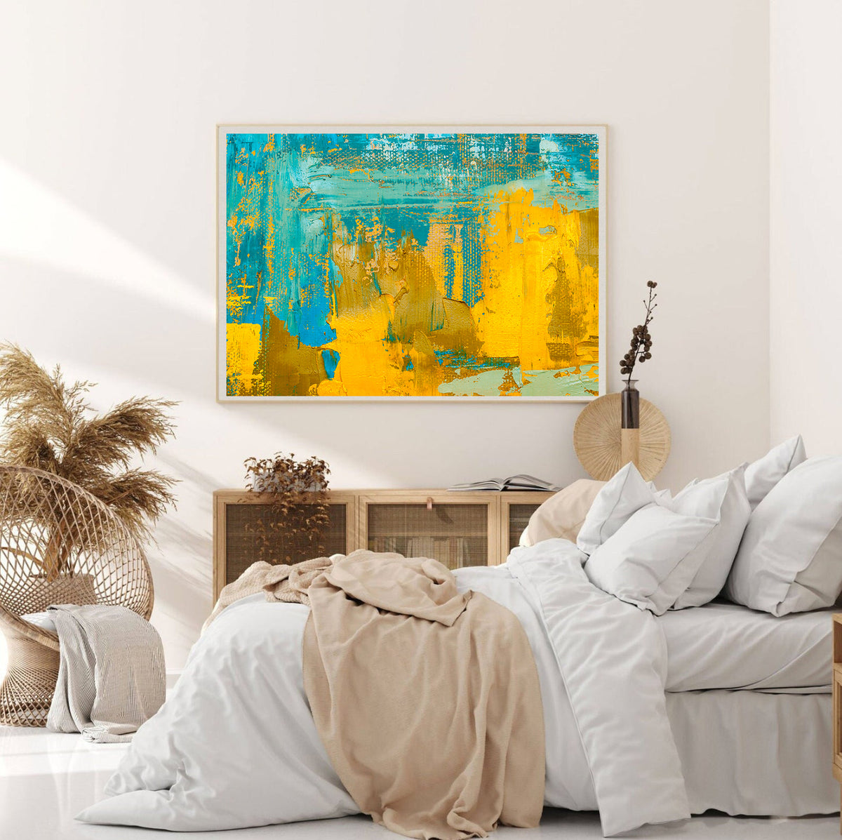 Canvas Painting - Green and Gold Abstract