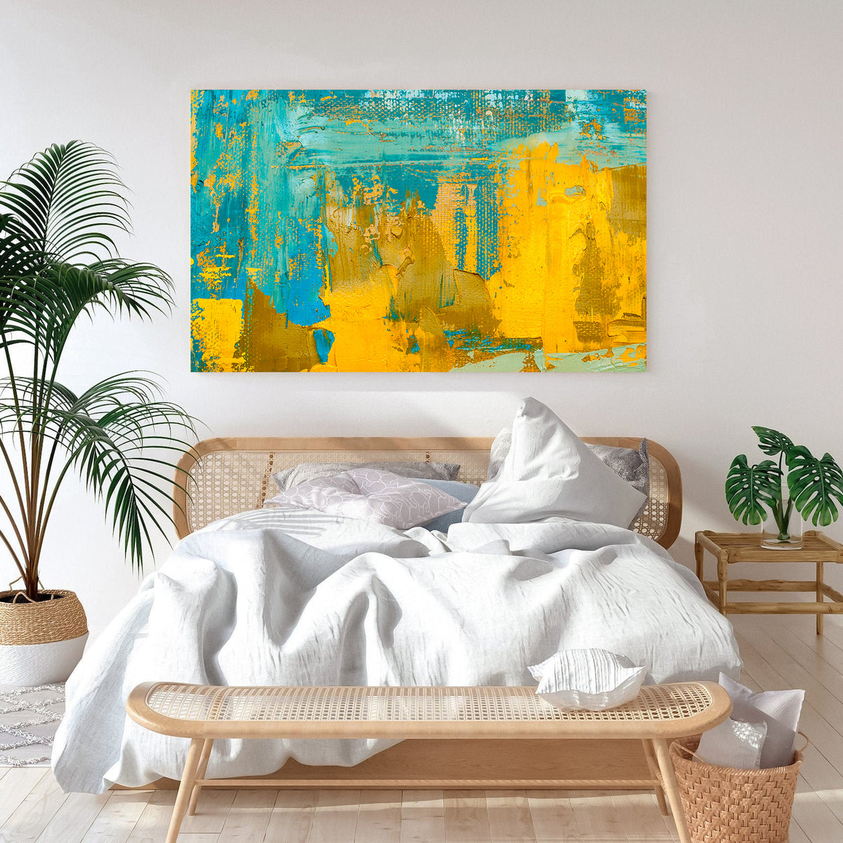 Canvas Painting - Green and Gold Abstract