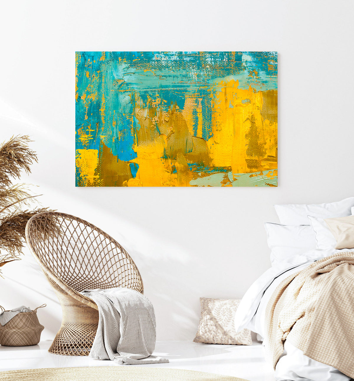 Canvas Painting - Green and Gold Abstract