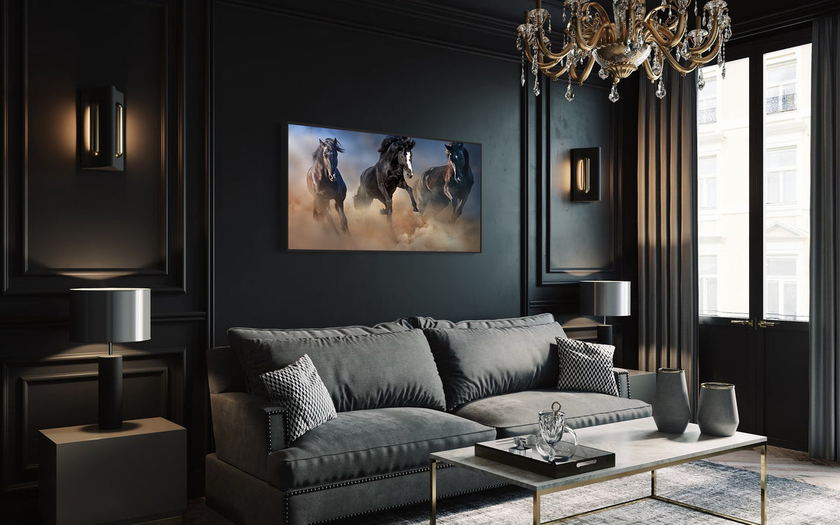 Canvas Painting - Black Stallions