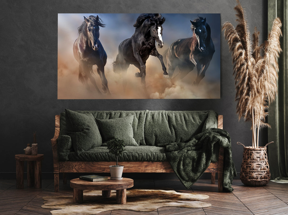 Canvas Painting - Black Stallions