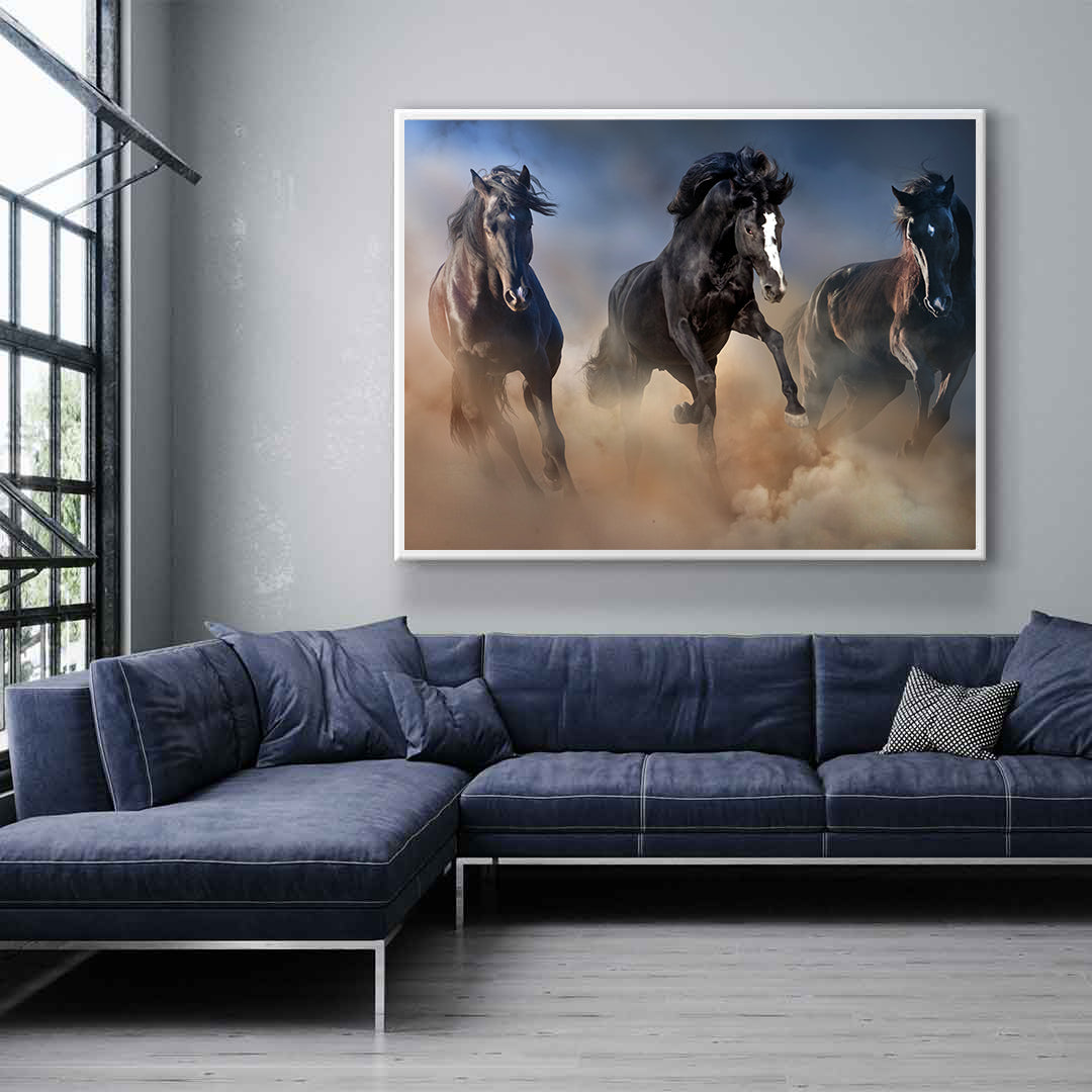Canvas Painting - Black Stallions