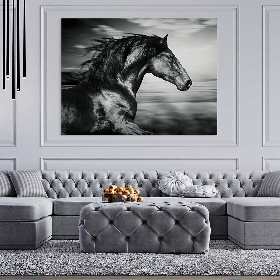 Canvas Painting - Black Sport Horse