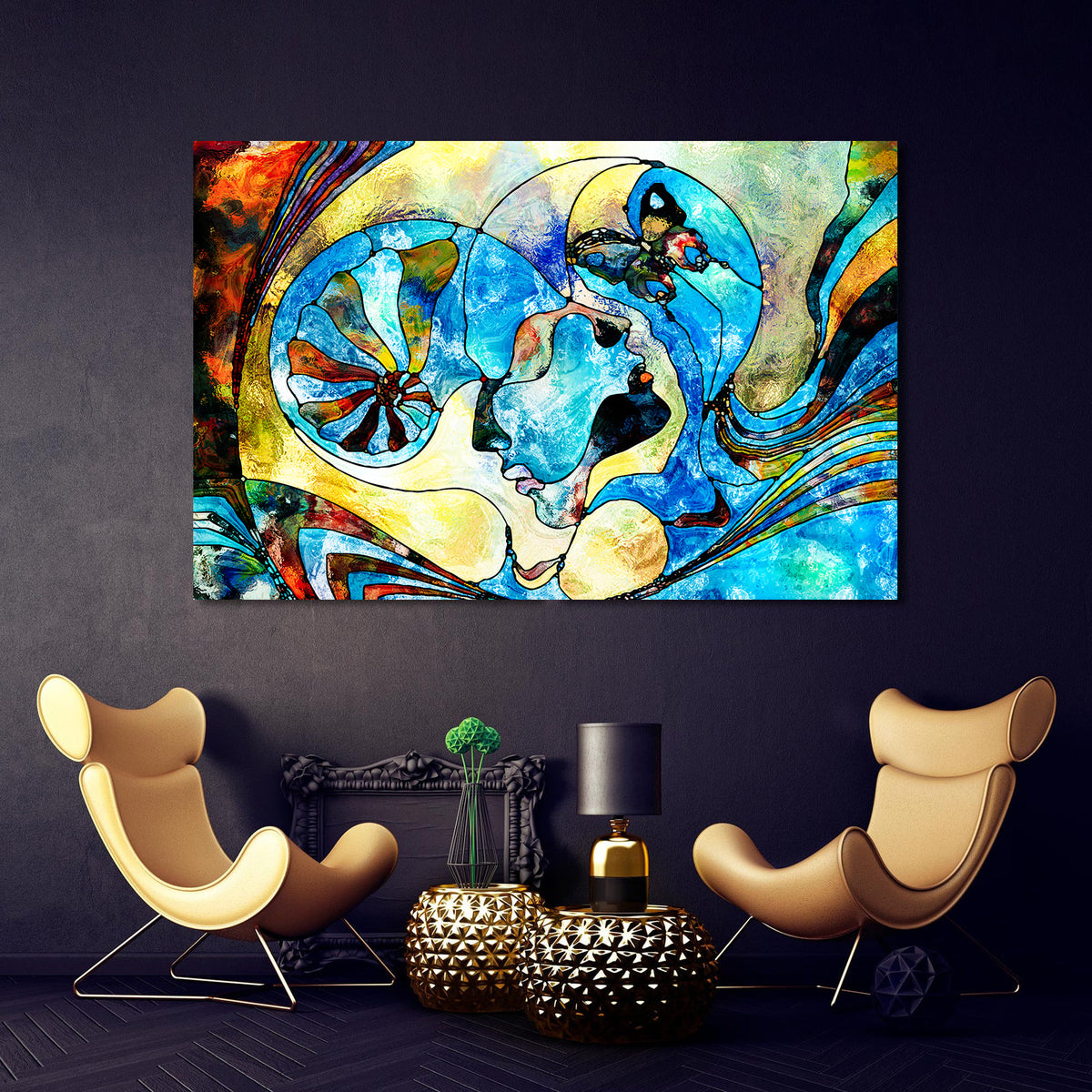 Canvas Painting - Two Lovers Abstract