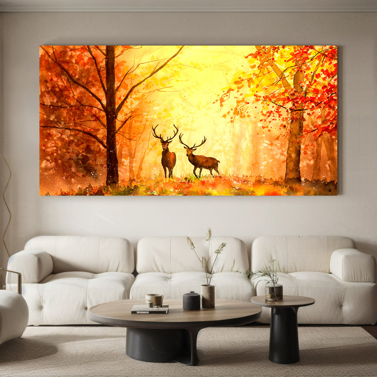 Canvas Painting - Deer in the Forest at Night