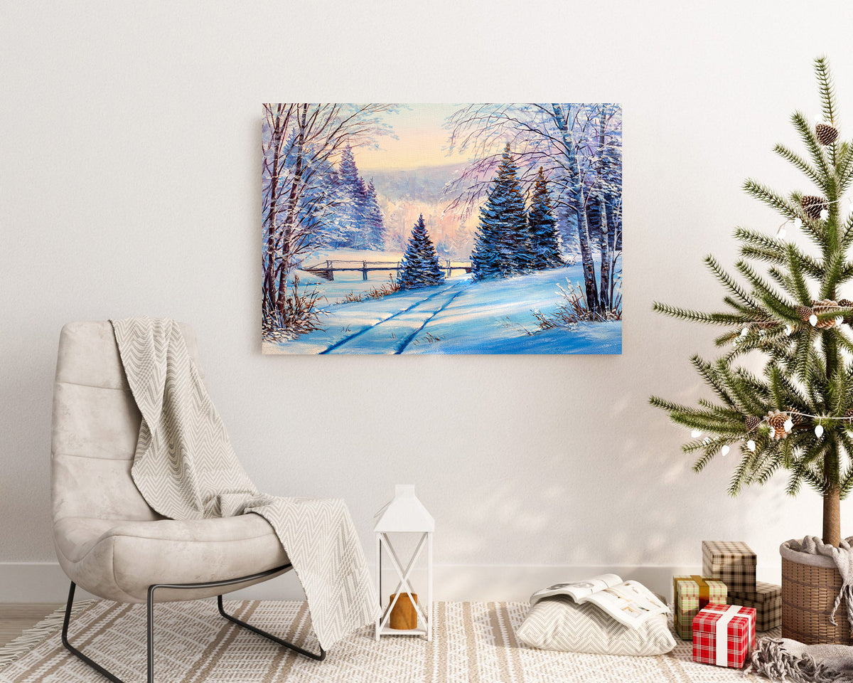 Canvas Painting - Winter Forest Landscape