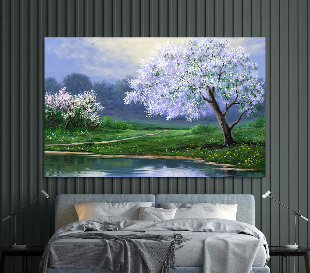 Canvas Painting - Tree with Purple Flowers