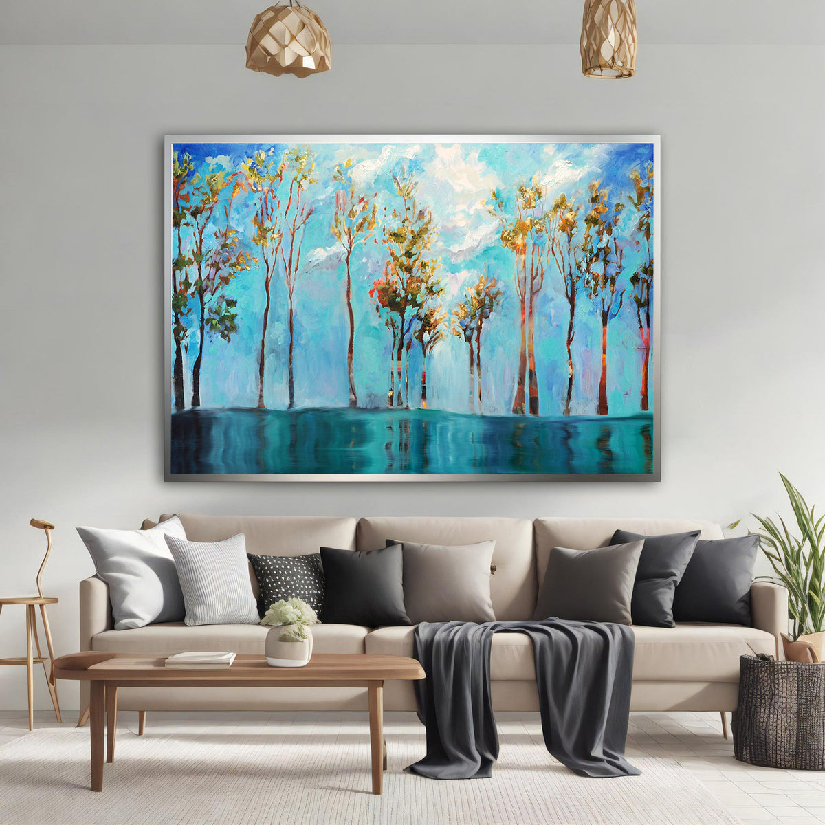 Canvas Painting - Trees with Green Leaves