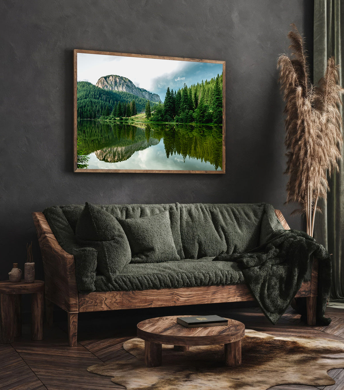 Canvas Painting - Lake in the Forest Landscape