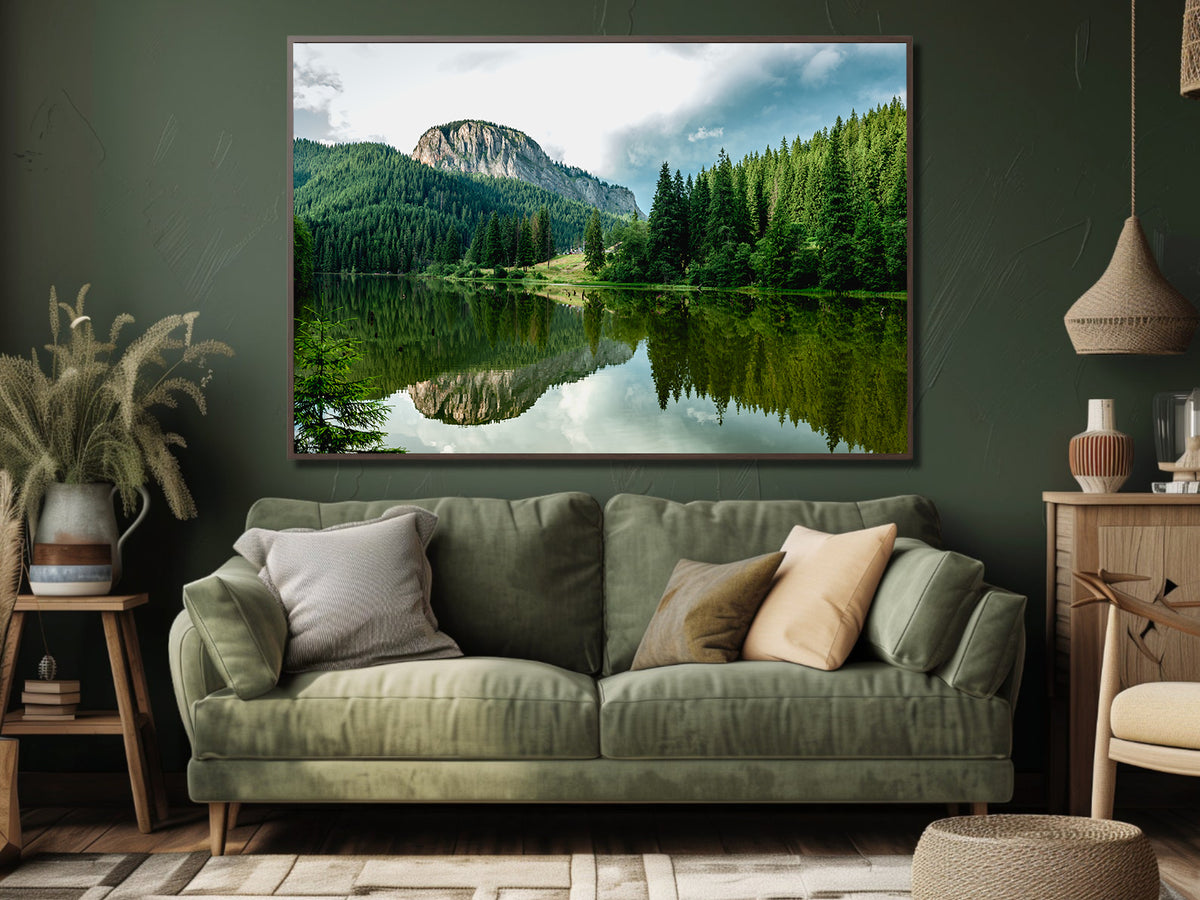 Canvas Painting - Lake in the Forest Landscape