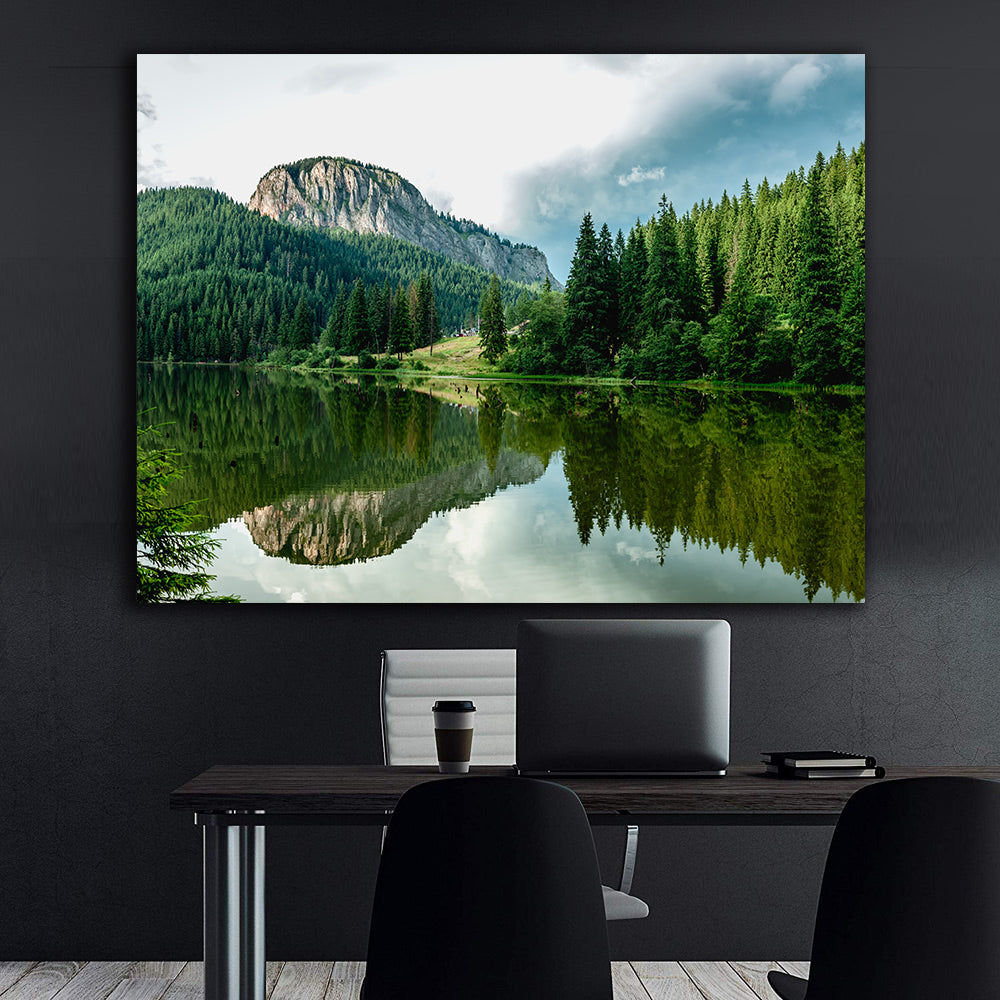 Canvas Painting - Lake in the Forest Landscape