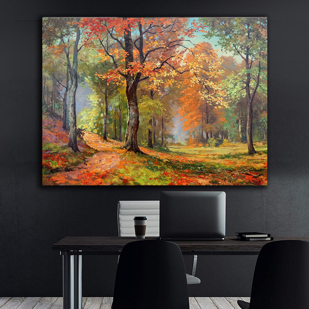 Canvas Painting - Autumn in the Forest Landscape