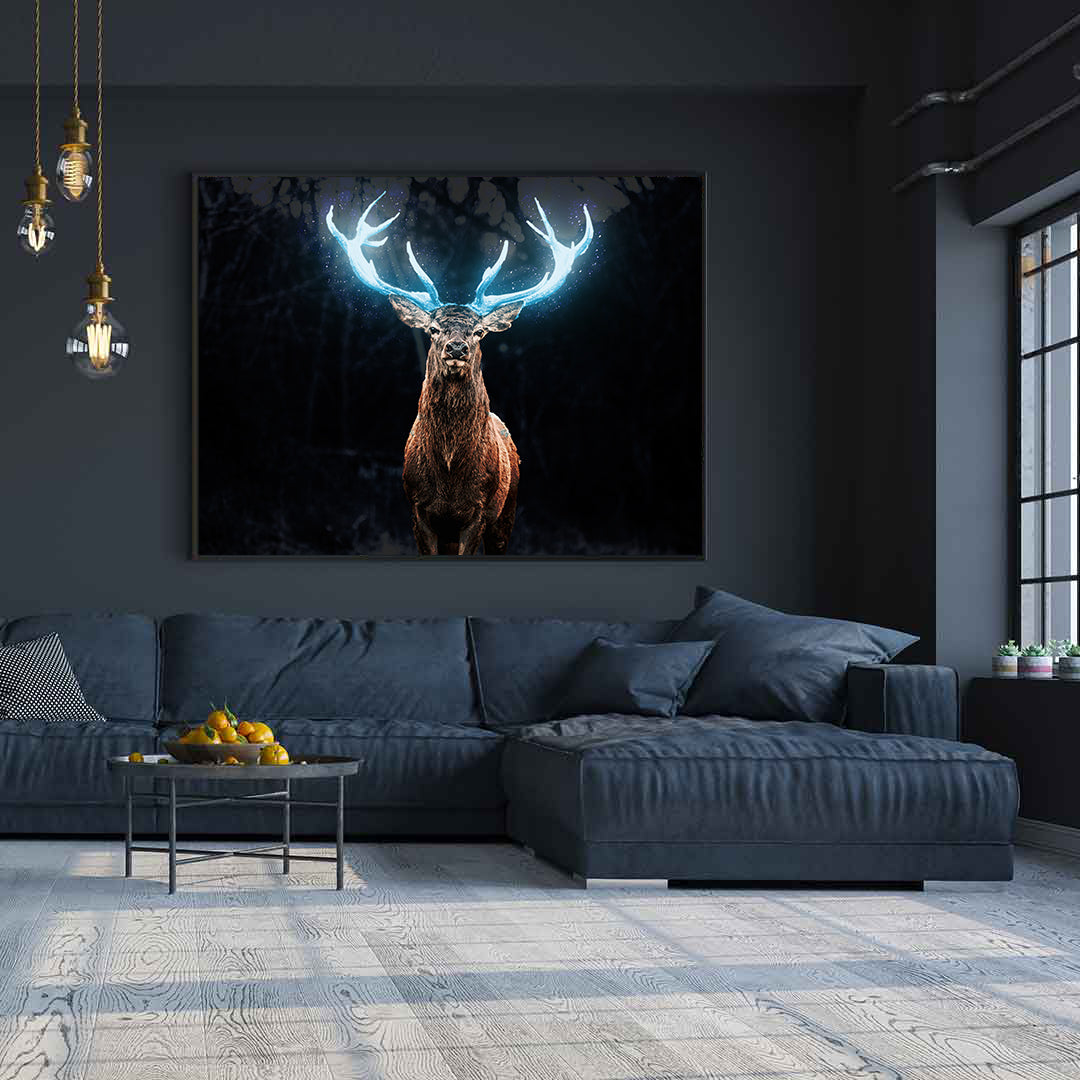Canvas Painting - Deer with Blue Antlers
