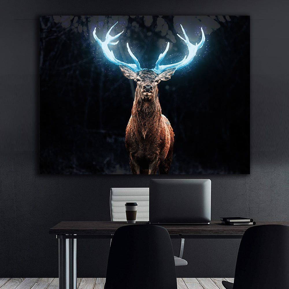 Canvas Painting - Deer with Blue Antlers