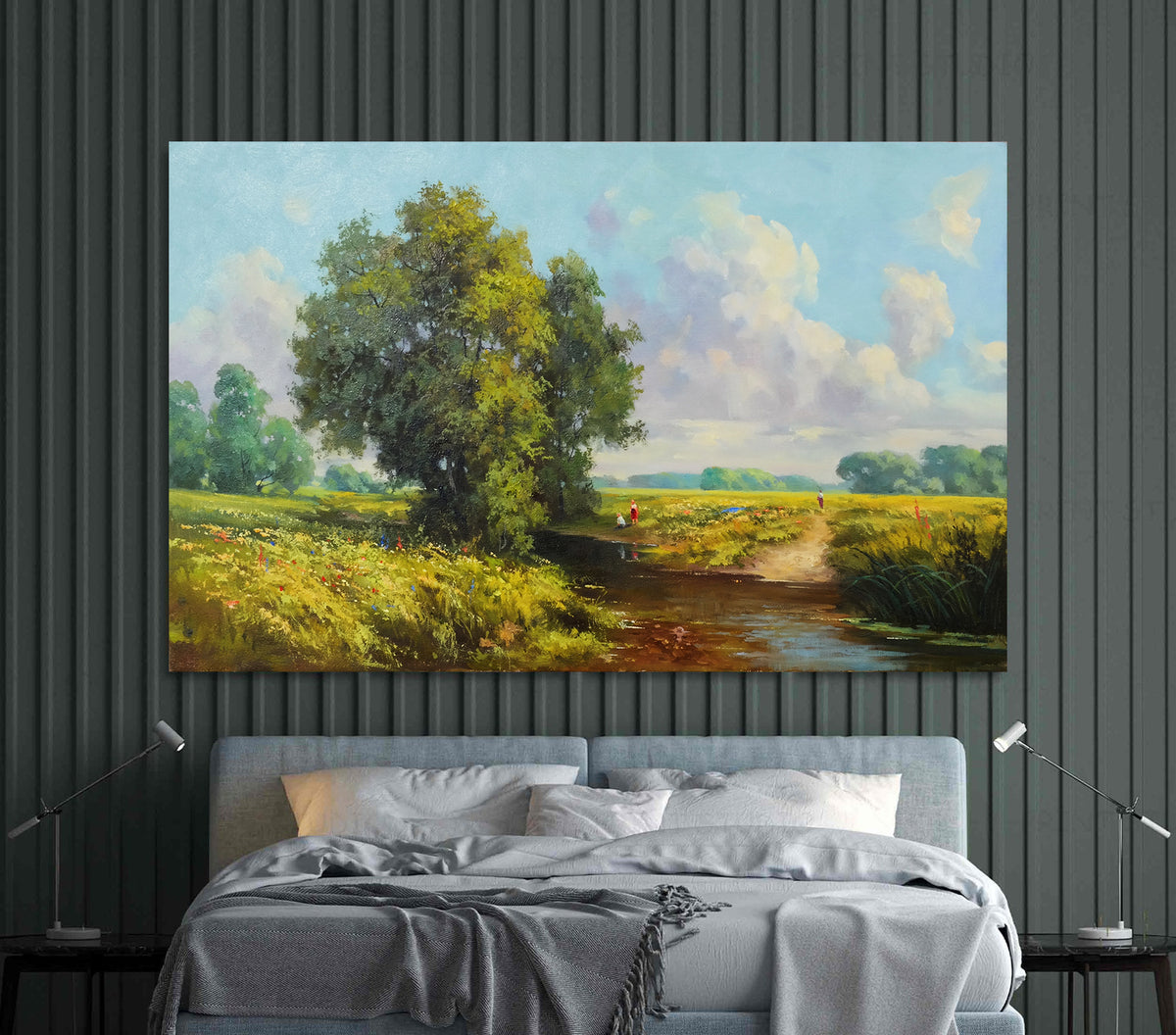 Canvas Painting - Trees by the River