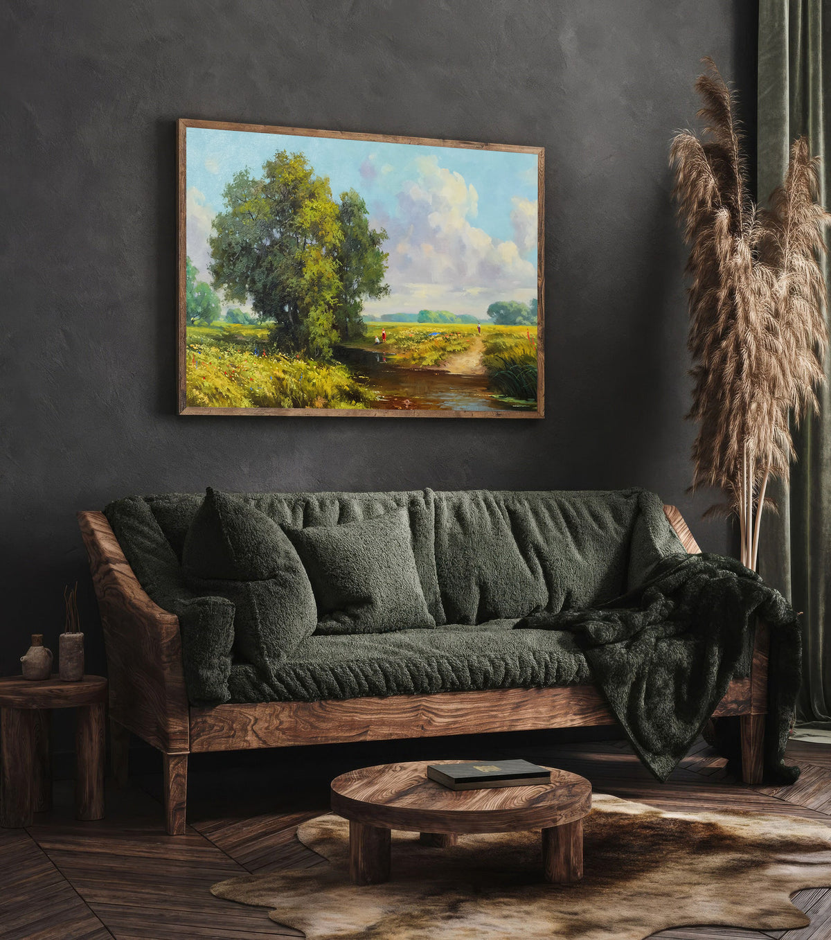 Canvas Painting - Trees by the River