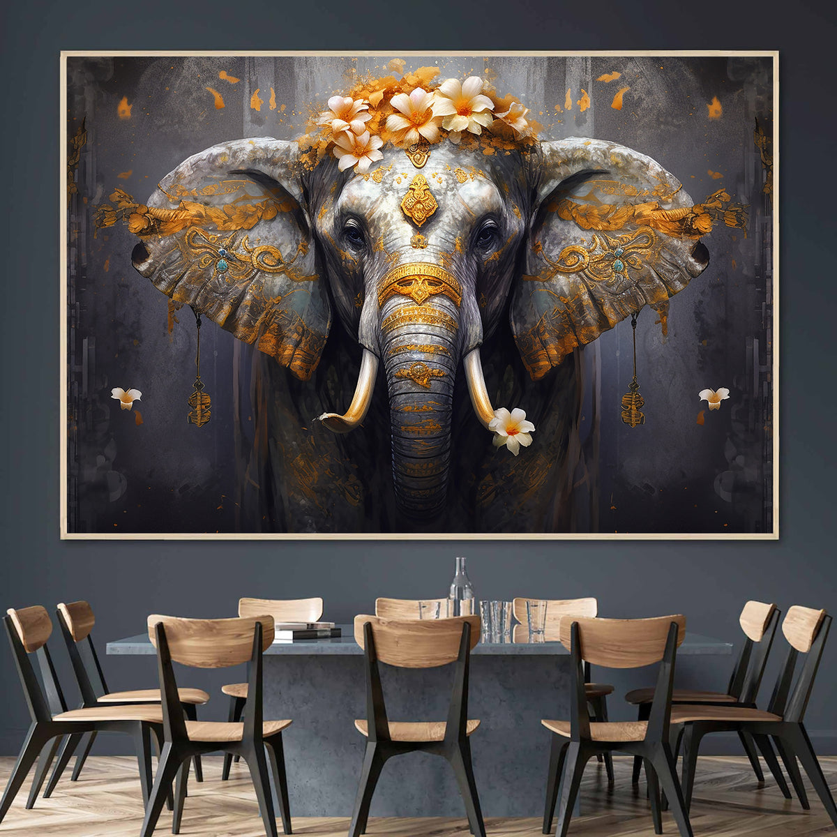 Tablou Canvas - Elefant cu Flori