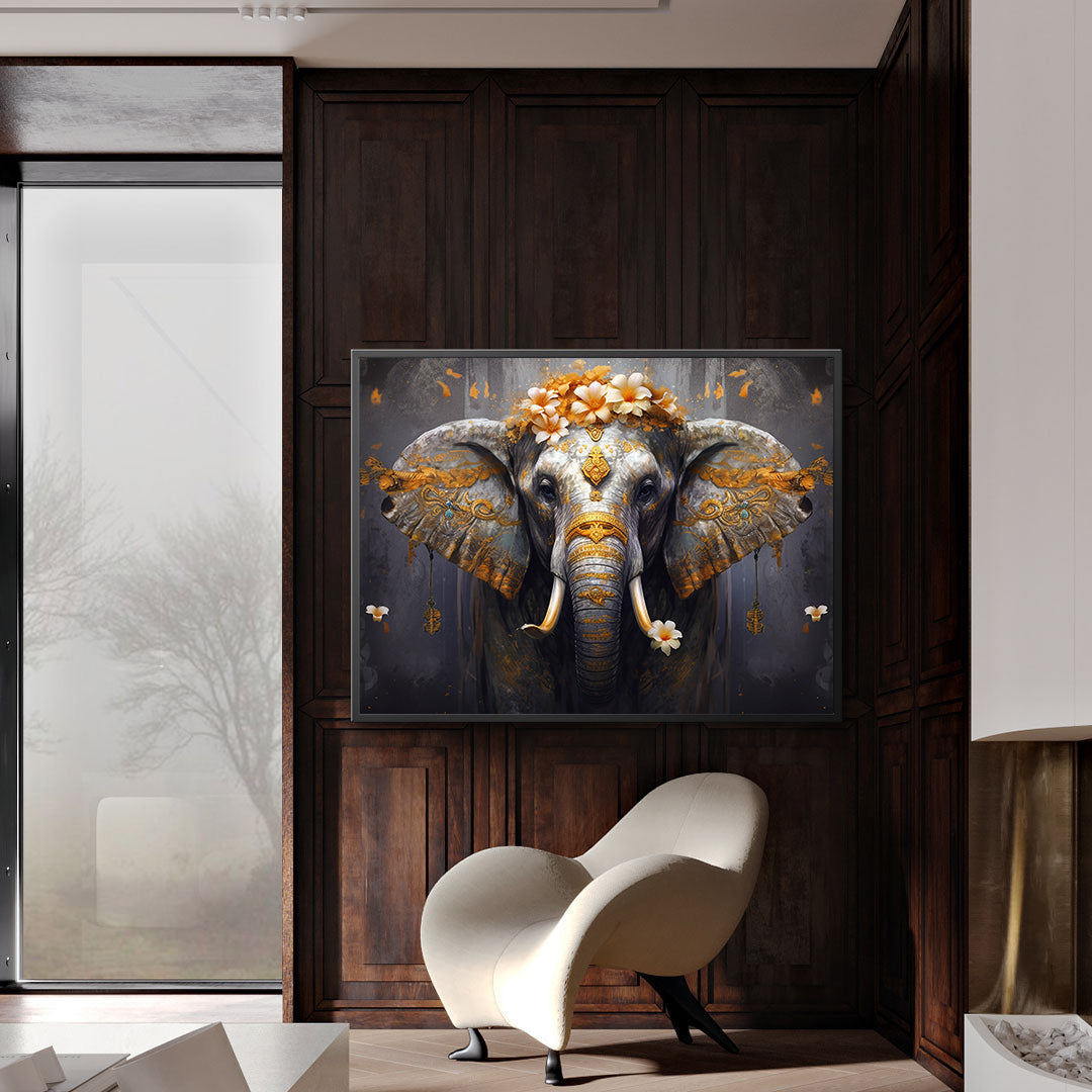 Tablou Canvas - Elefant cu Flori