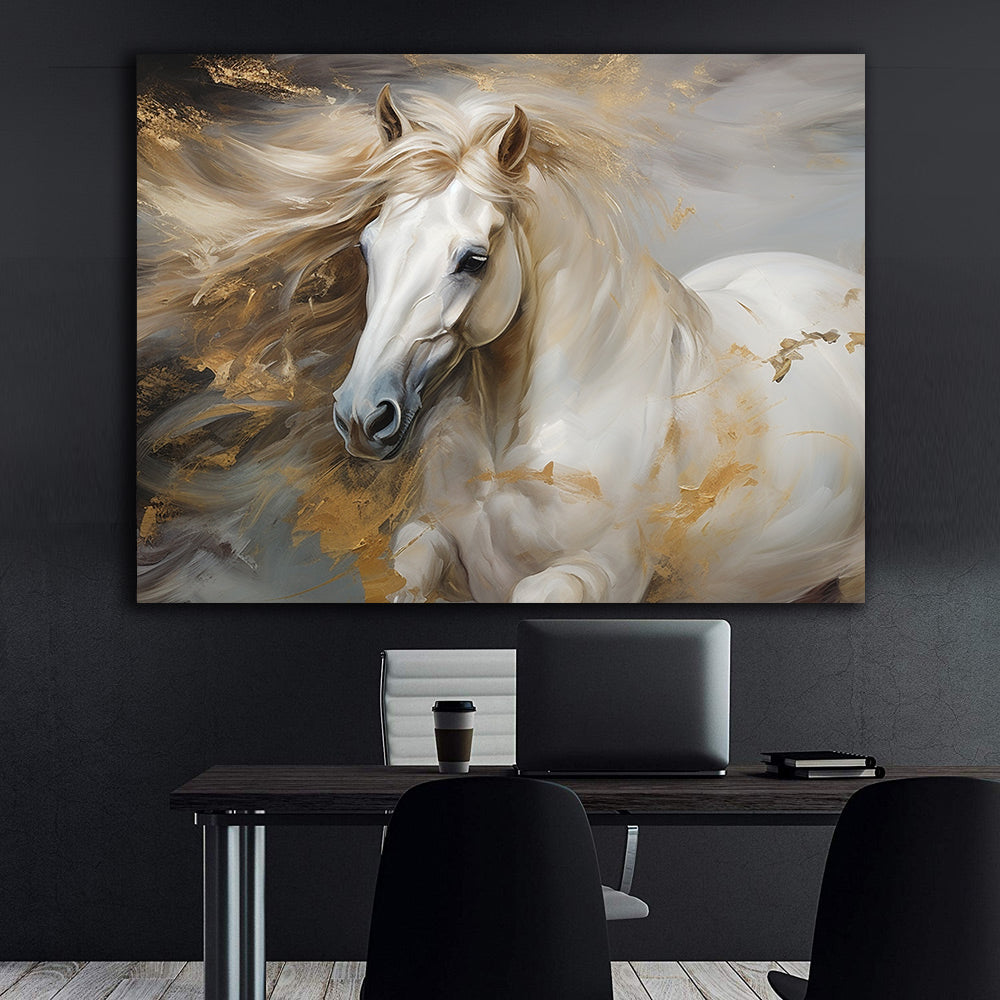 Canvas Painting - Sporty White Horse
