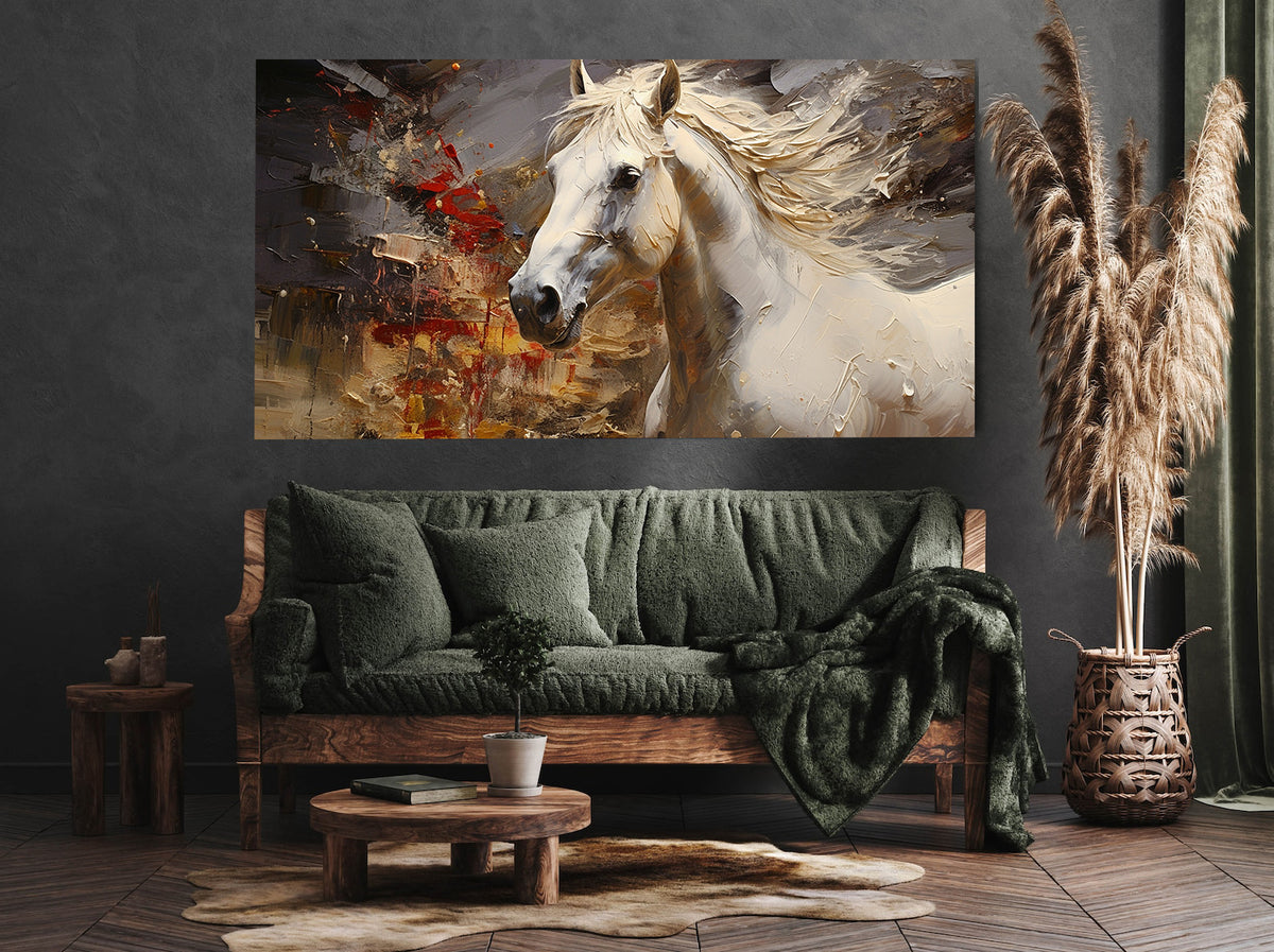 Canvas Painting - White and Gold Horse