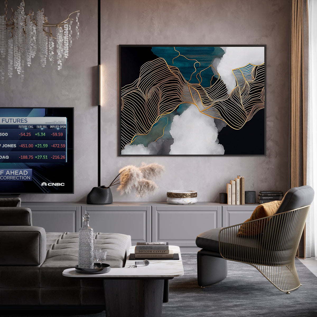 Canvas Painting - Abstract Golden Lines