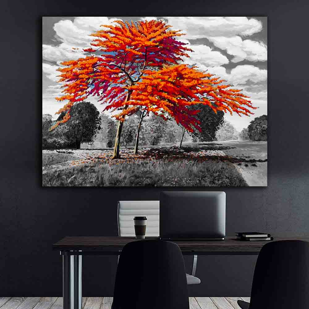 Canvas Painting - Red Trees
