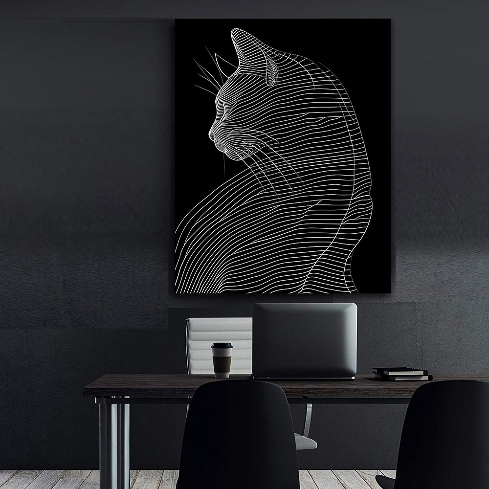 Canvas Painting - Black and White Cat