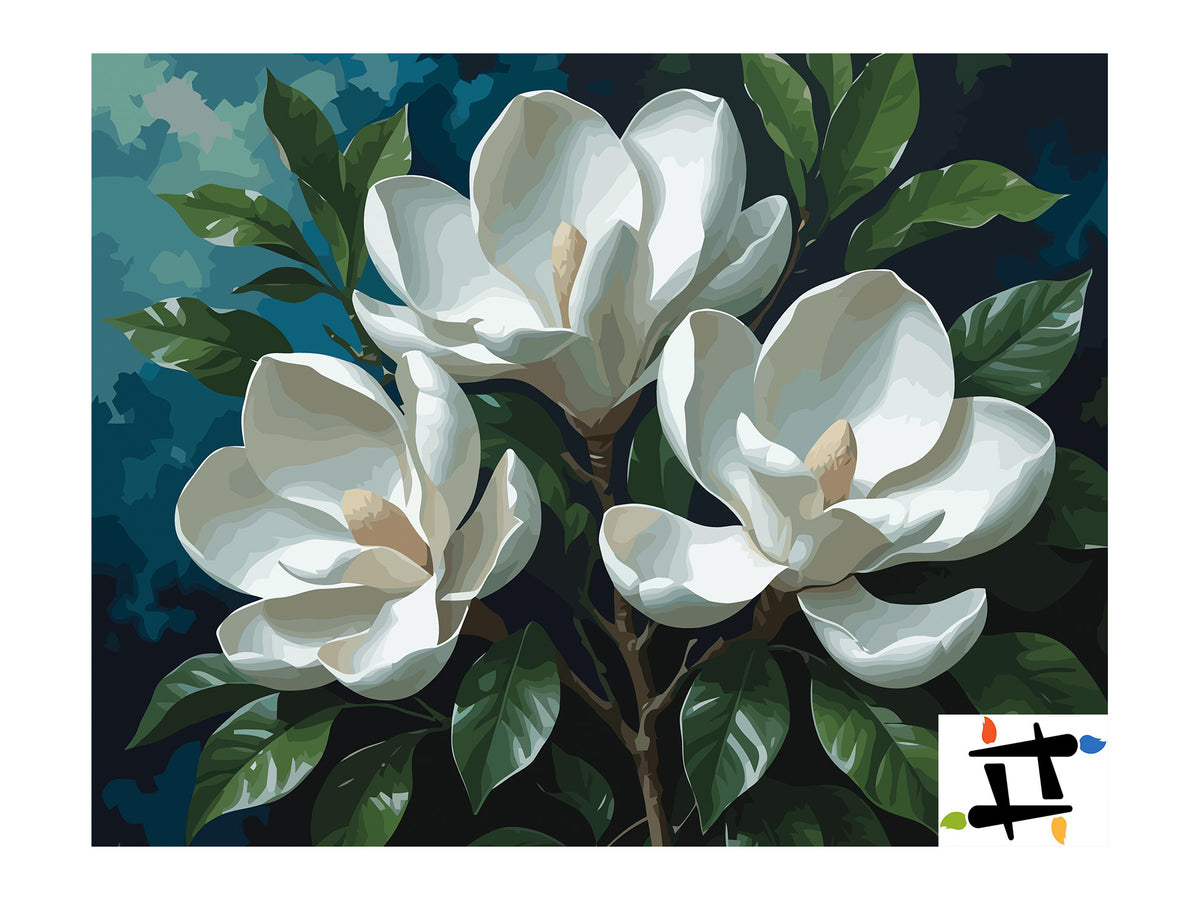 Pictura pe Numere – Eleganta magnoliilor albe 6984
