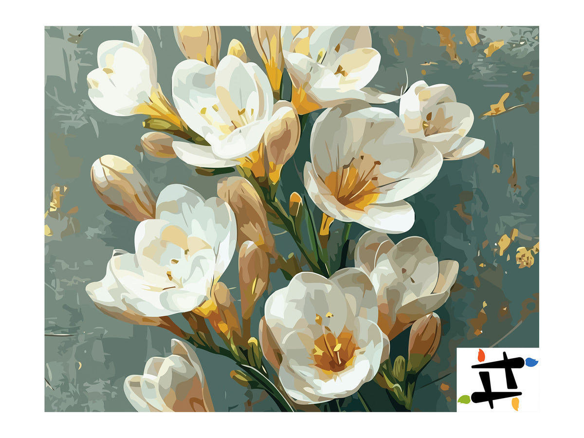 Pictura pe Numere – Frezii albe 7298