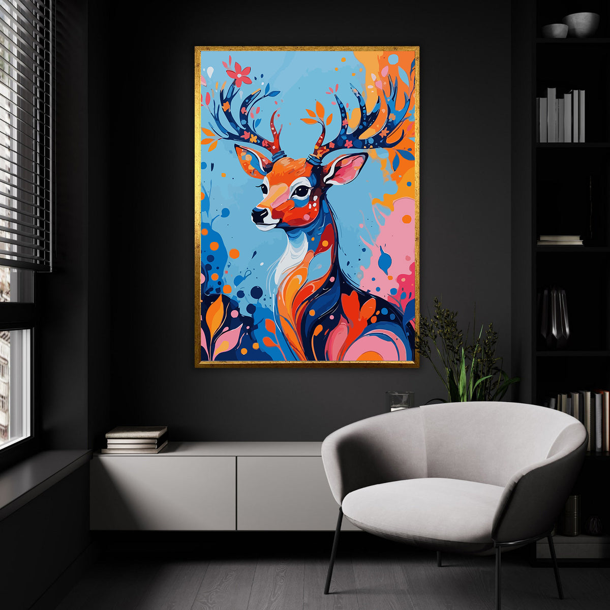 Pictura pe Numere – Cerbul in culori vii 7439