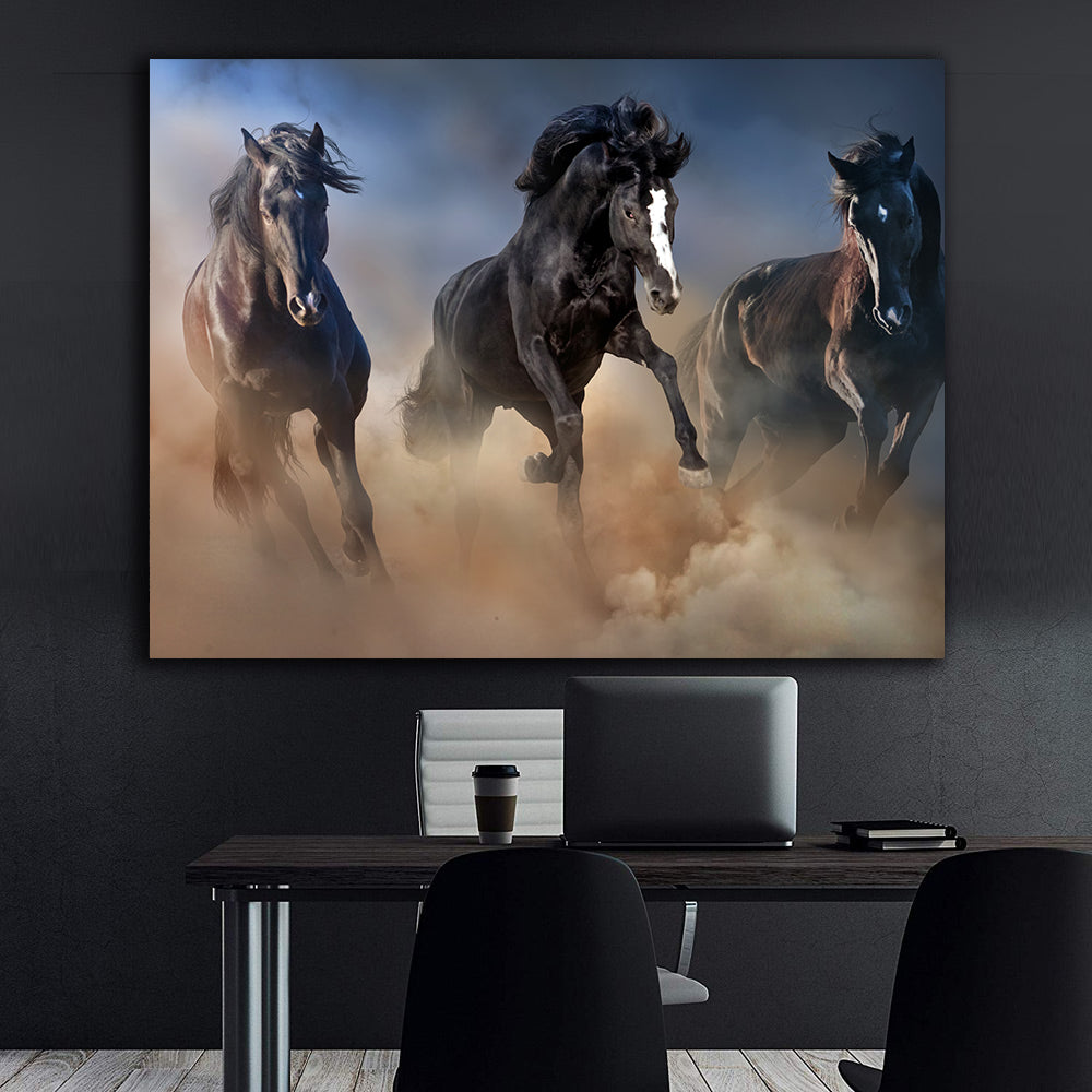 Canvas Painting - Black Stallions