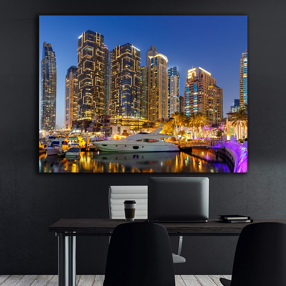 Canvas Painting - Dubai Marina at Night