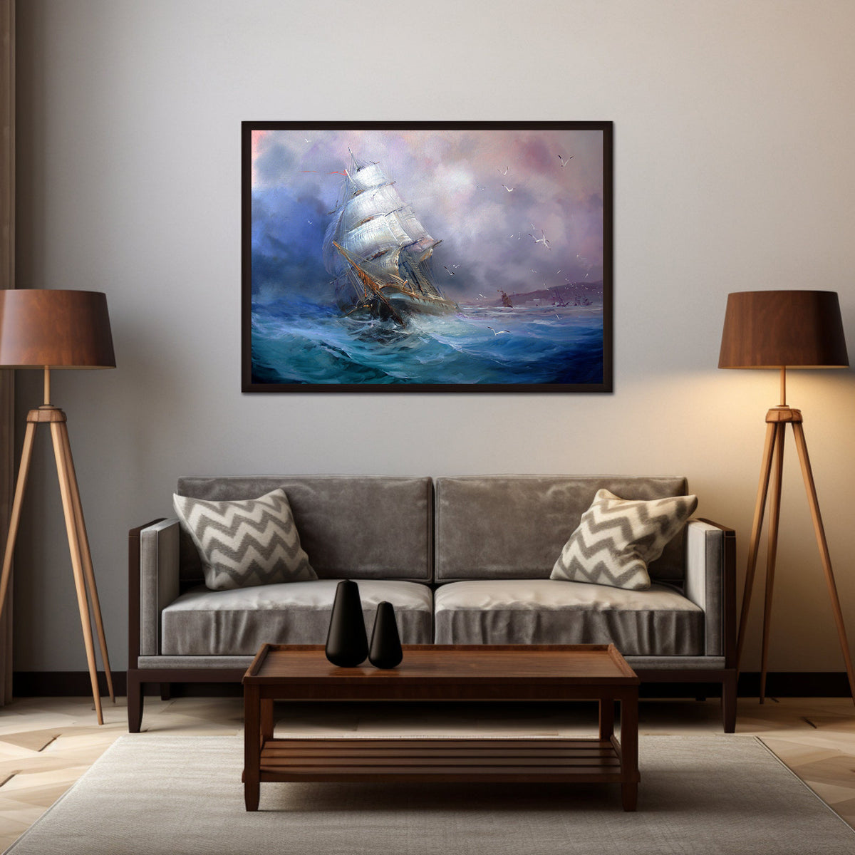 Canvas Painting - Sailboat in a Storm
