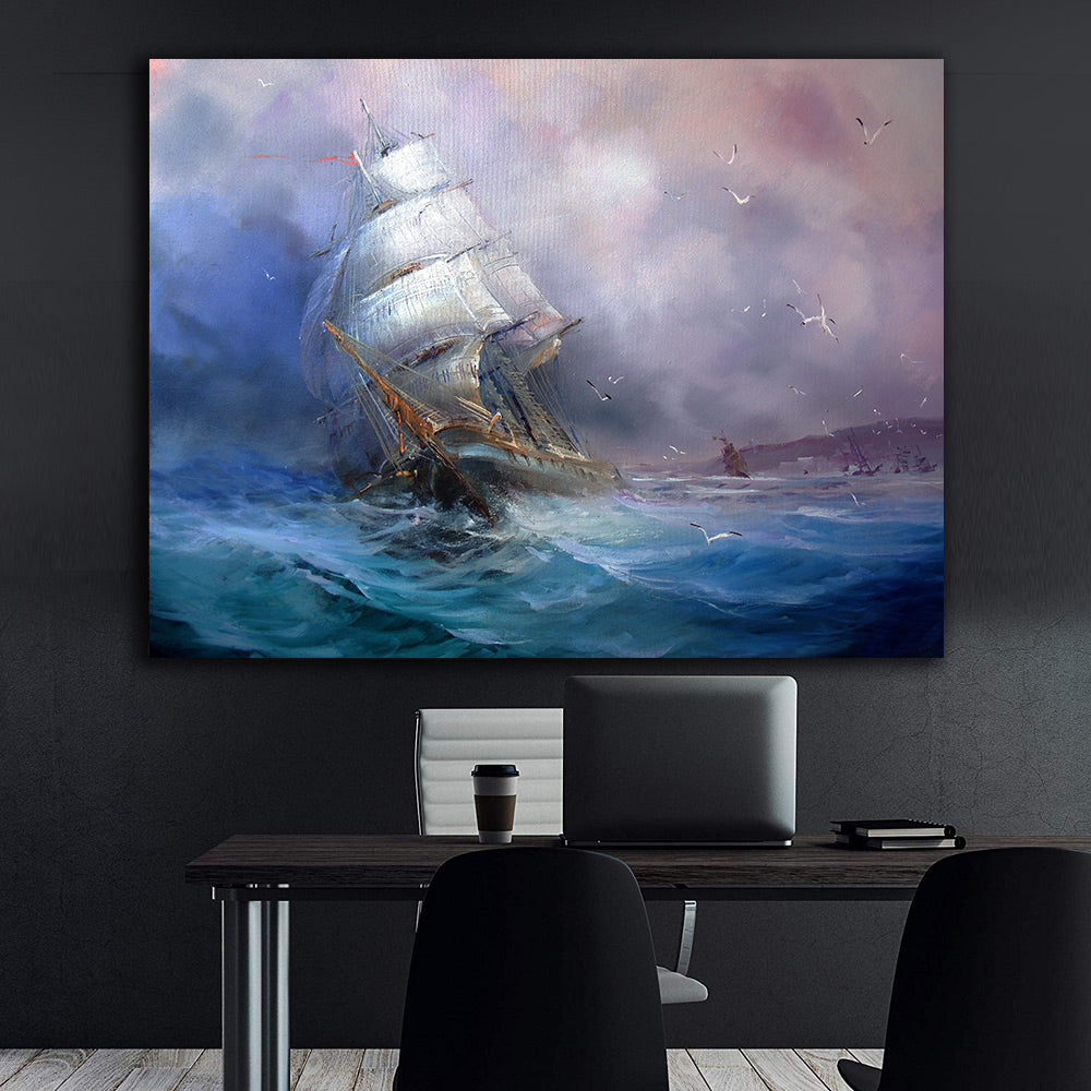 Canvas Painting - Sailboat in a Storm