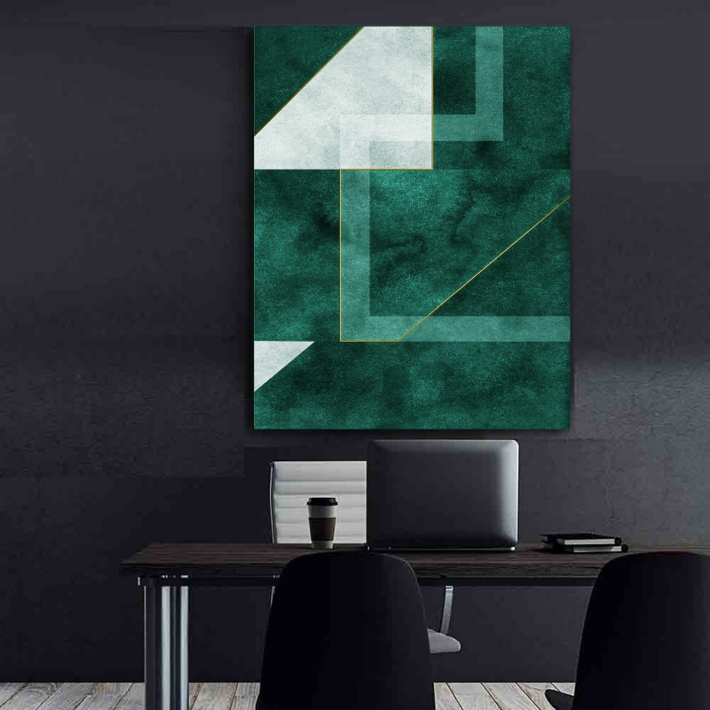 Canvas painting - Modern Green Geometric Lines