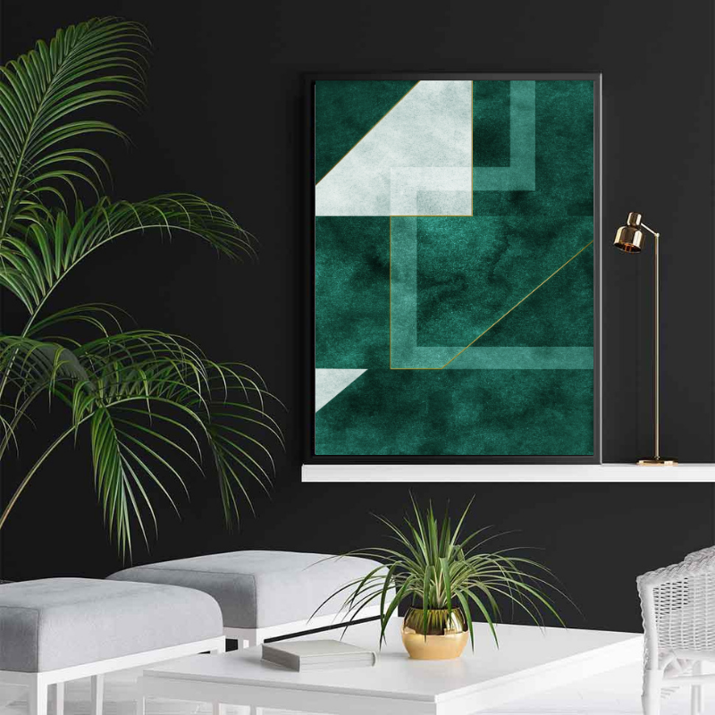 Canvas painting - Modern Green Geometric Lines