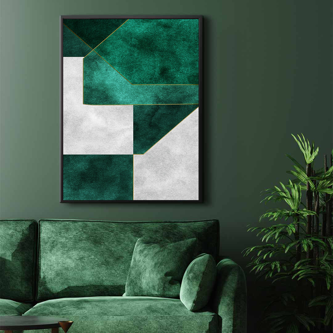 Canvas Painting - Green Geometric Art