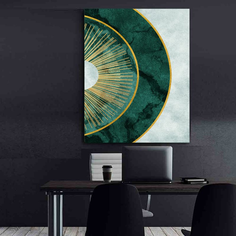 Canvas Painting - Modern Abstract Green Sun